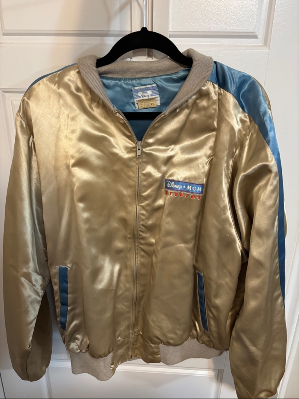 Vintage Disney mgm Gold and Blue Satin womens Jacket